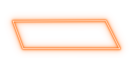 Orange neon frame. Glowing angled border. Modern geometric outline for labels and callouts. Highlight shape for posters and social media designs