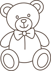Illustration of Cute Teddy Bear with Bow vector outline