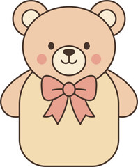 Illustration of Cute Teddy Bear with Bow