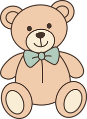 Illustration of Cute Teddy Bear with Bow