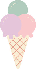 Pastel Colored Ice Cream Cone Illustration