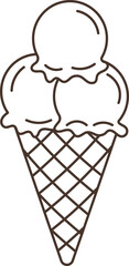 Pastel Colored Ice Cream Cone Illustration vector outline