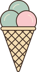 Pastel Colored Ice Cream Cone Illustration