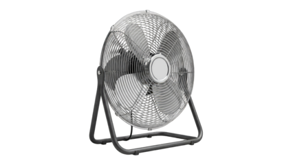 Metal Fan Standing on White Background