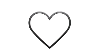 Metallic Heart Outline on White Background