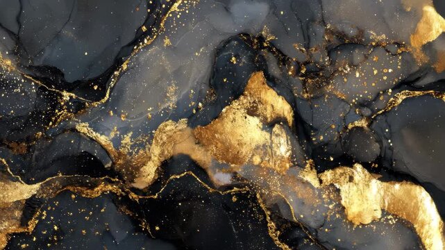 Elegant black and gold marble surface with intricate patterns reflecting luxurious design aesthetics and modern art influences