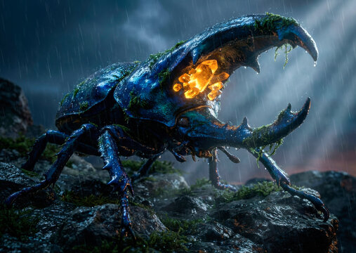 Six-Limbed Arthropod with Iridescent Sapphire Chitin