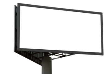Template of a large blank advertising billboard isolated on a transparent background.
