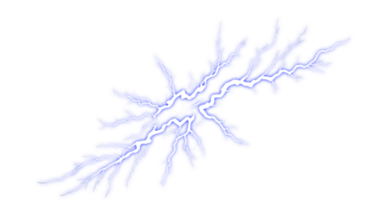 frozen branches isolated on white.Bright blue lightning bolt with electric sparks and glowing energy PNG effect on a transparent background. Perfect for use in digital art, graphic design, animations