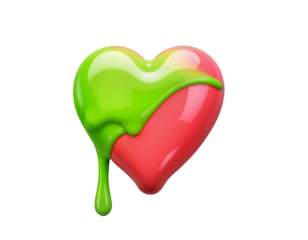 Dripping Green Slime on a Red Heart