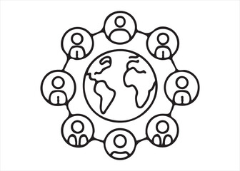 Network and connection icons set representing various linked points and structures