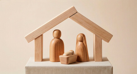 Minimalist wooden nativity scene
