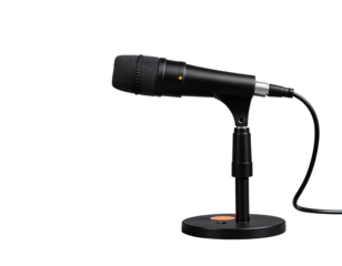 Professional Black Microphone on Stand with Transparent Background