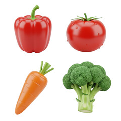 Assortment of fresh vegetables isolated on transparent background