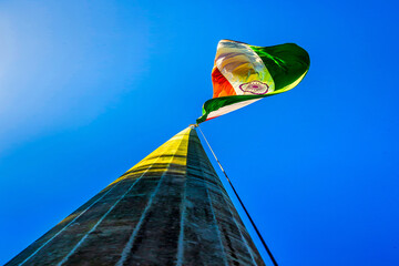 Waving flag of India on flagpole.