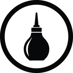 Illustration of enema bulb syringe medical device inside circle silhouette vector