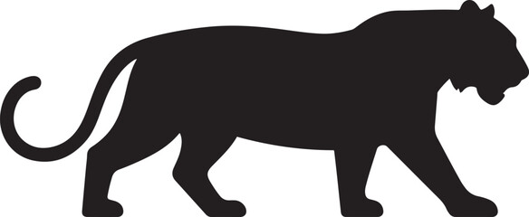 vector illustration of a tiger silhouette icon. Vector black silhouette