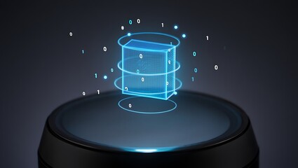 Holographic data storage cube, futuristic processing platform