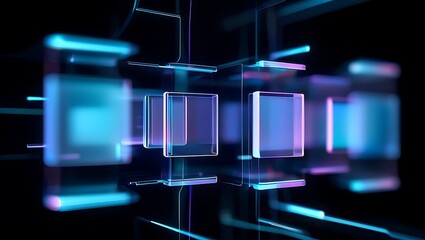 Abstract digital data grid with glowing futuristic connections