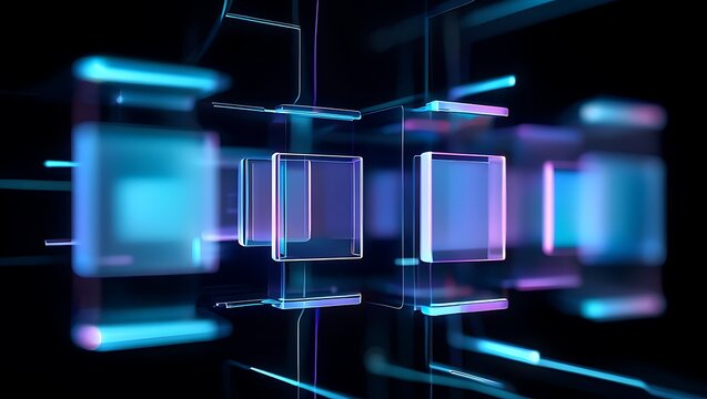 Abstract digital data grid with glowing futuristic connections