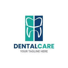 Creative Dental Care Logo with Split Tooth Design for Oral Health and Protection
