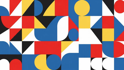 Geometric Composition with Primary Colors and Basic Shapes for Modern Art Design