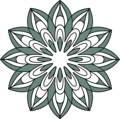 Stylized floral mandala pattern with geometric petals design element