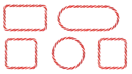 Collection of glowing red neon frames on a black background for design elements