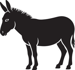 donkey black silhouette vector illustration. Vector black silhouette. with white background