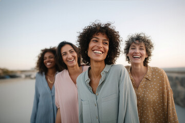 Fototapeta premium Happy women laughing together outdoors