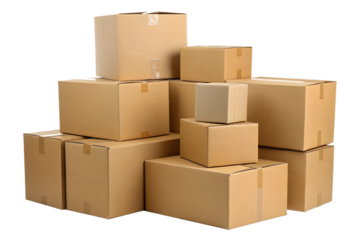 A Stack of Cardboard Boxes Ready for Shipping or Storage, Perfect for Logistics and E-commerce Needs
