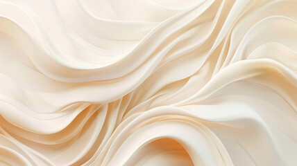 Abstract 3D Smooth Waves in Pantone 11-4201 White and Beige with Soft Light Gradients and Modern Branding Style
