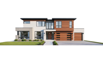 Modern House Exterior Isolated on White Background