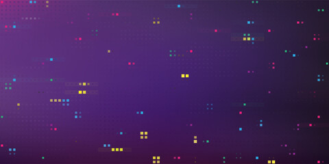 Glitch pixels texture. Video color disintegration. Digital video error. Abstract distortion elements. Retro game background. Pixel noise effect. Vector illustration.