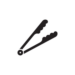 Kitchen Tongs Silhouette Icon Isolated on White Background

