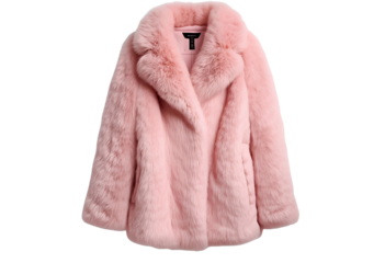 Elegant pink faux fur coat adds chic warmth to fashionable winter outfits.