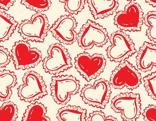 Seamless pattern Valentine Love Theme  Trendy Romantic  Sweet background with Hand Brushed drawn  Style Design for fashion ,