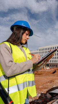 Technical engineer working at a construction site