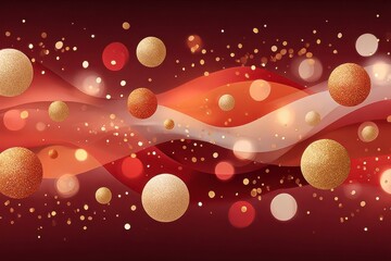 Golden bokeh lights and orange wave background for festive, luxury, or celebratory scenes in design videos