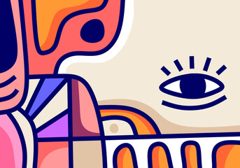 contemporary vector abstract portraits characterized by a fusion of Cubism, Pop Art, and Street Art Doodle