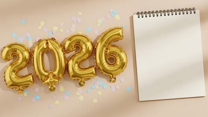 happy new year, new year's eve, silvester, new year, sparklers celebration greeting card, new year card - Year 2026 in sparkler font and firework fireworks pyrotechnic, on blue night sky background