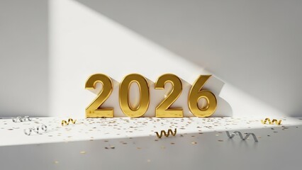 happy new year, new year's eve, silvester, new year, sparklers celebration greeting card, new year card - Year 2026 in sparkler font and firework fireworks pyrotechnic, on blue night sky background