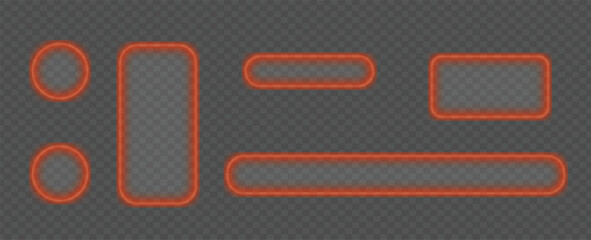 Glowing Orange Neon UI Buttons and Elements.vector illustration