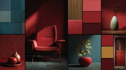 a collection of vibrant colors and textures for interior design inspiration