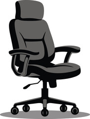 Comfortable grey ergonomic office chair on wheels for workspace
