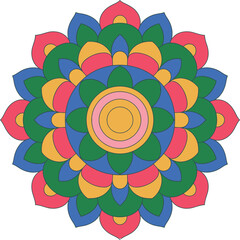 Vibrant traditional floral mandala art vector pattern element