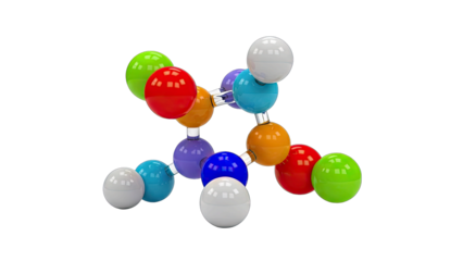 Molecular Structure with Colorful Spheres on White Background