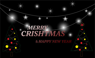 Elegant Glowing Black Christmas and Happy New Year Background.vecto illustration