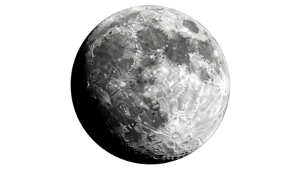Moon Surface Isolated on White Background