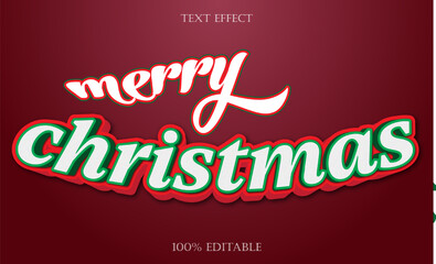Merry cristmas 3D text template. cristmas  white and green colour combination text effect Editable 3d styles.vector illustration